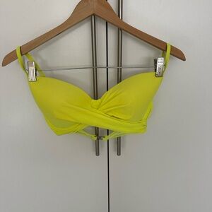 Neon Yellow Twist-Front Bikini Top